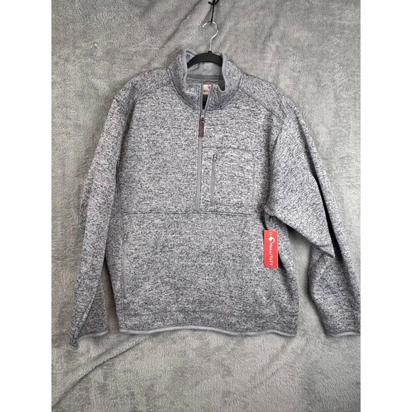 Hallstatt Men's Gray 1/4 Zip Fleece Pullover Jacket Chest Zip Pocket NWT Size XL - Picture 2 of 12